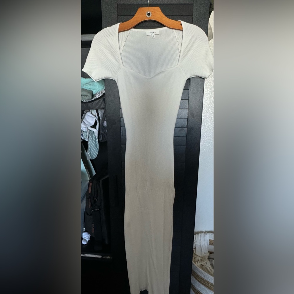 White long short sleeve maxi dress